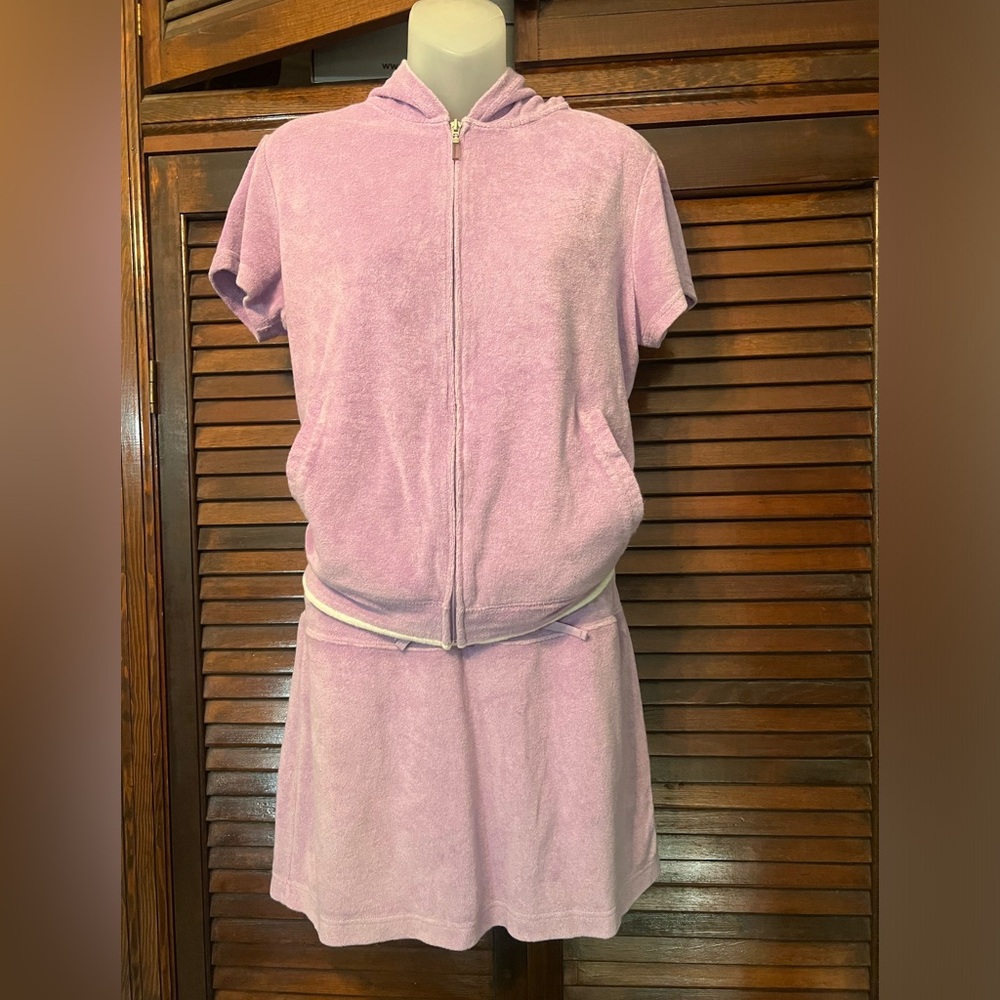 NY Jeans purple Terry Cloth Zip-Up Hoodie and Skirt Set